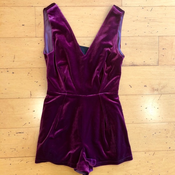 Topshop Pants - TopShop Red Velvet Romper 2 Black Lace Gorgeous